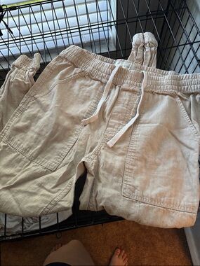 Casual Drawstring Cotton pants in Light Tan